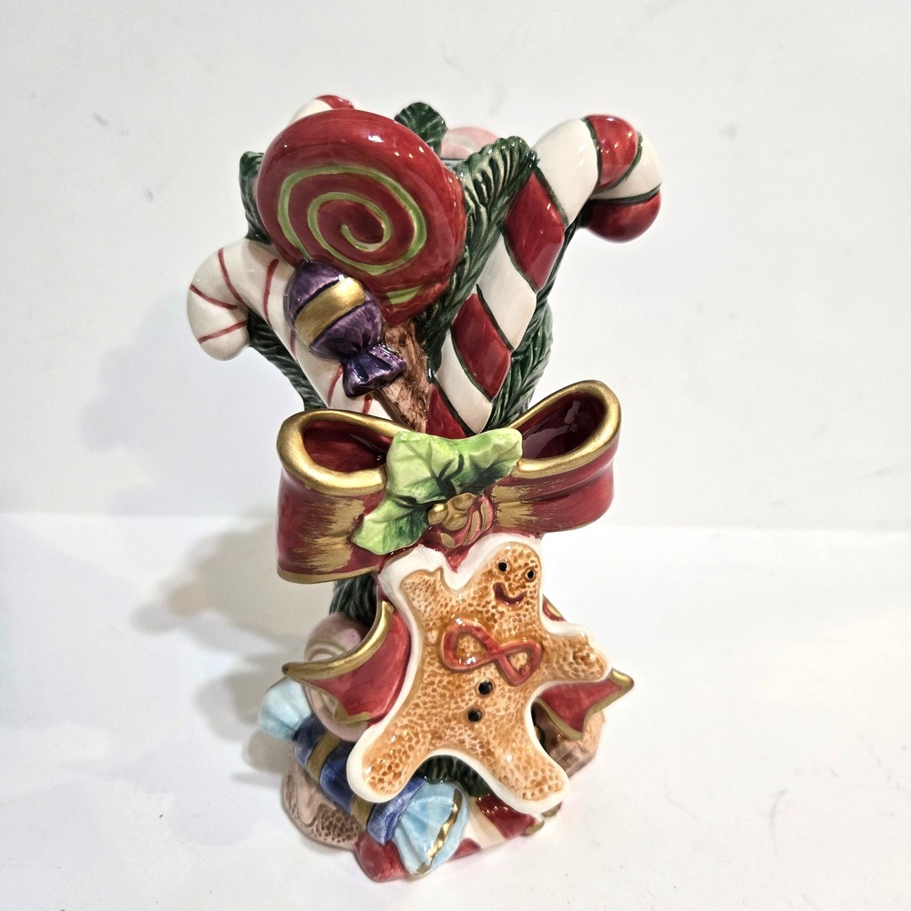 1996 Vintage Fitz & Floyd Candle Holder Sugar Plum Christmas Gingerbread Candy